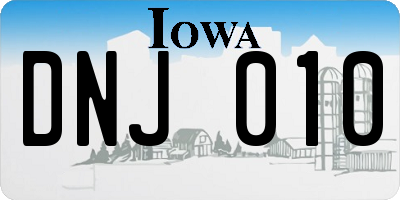 IA license plate DNJ010