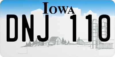 IA license plate DNJ110