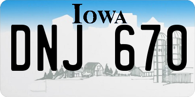 IA license plate DNJ670