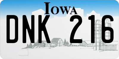 IA license plate DNK216