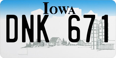 IA license plate DNK671