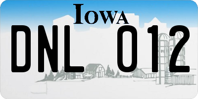 IA license plate DNL012