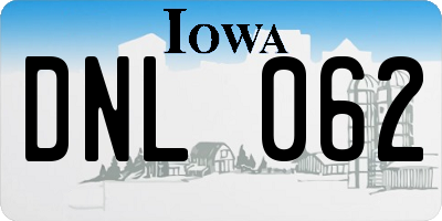 IA license plate DNL062