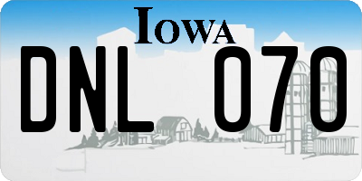 IA license plate DNL070