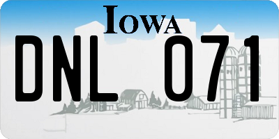 IA license plate DNL071