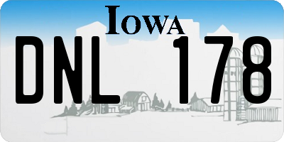 IA license plate DNL178