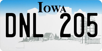 IA license plate DNL205