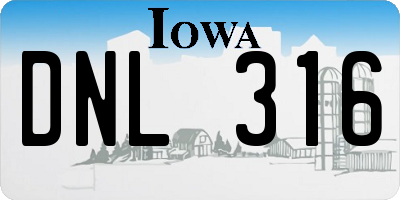 IA license plate DNL316