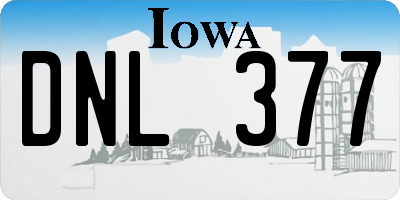 IA license plate DNL377