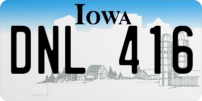 IA license plate DNL416