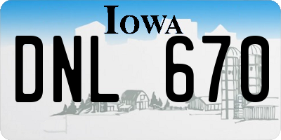 IA license plate DNL670
