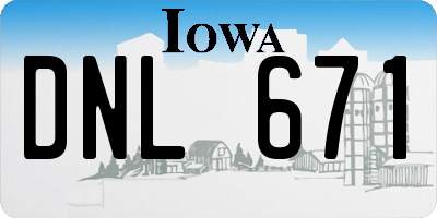IA license plate DNL671