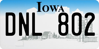 IA license plate DNL802