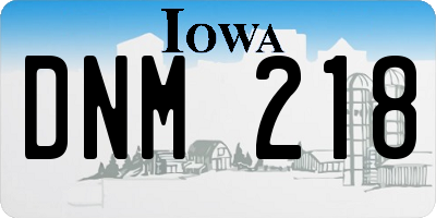 IA license plate DNM218