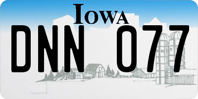 IA license plate DNN077