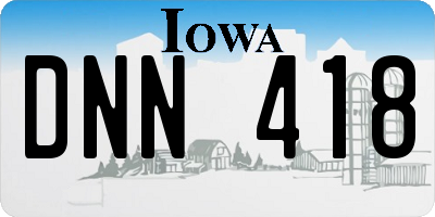 IA license plate DNN418