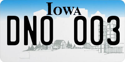 IA license plate DNO003