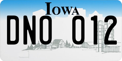 IA license plate DNO012