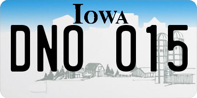 IA license plate DNO015