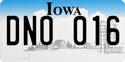 IA license plate DNO016