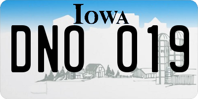 IA license plate DNO019