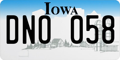 IA license plate DNO058