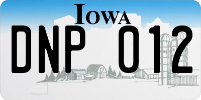 IA license plate DNP012