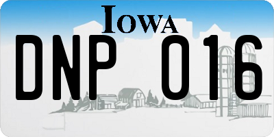 IA license plate DNP016