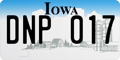 IA license plate DNP017
