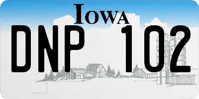 IA license plate DNP102