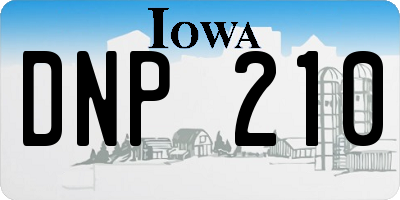IA license plate DNP210
