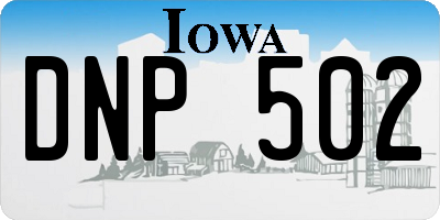 IA license plate DNP502
