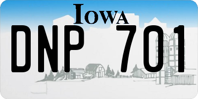IA license plate DNP701