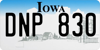 IA license plate DNP830