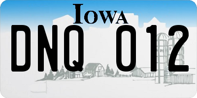 IA license plate DNQ012