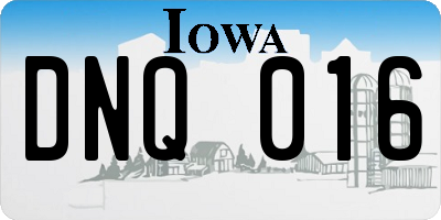 IA license plate DNQ016