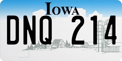 IA license plate DNQ214