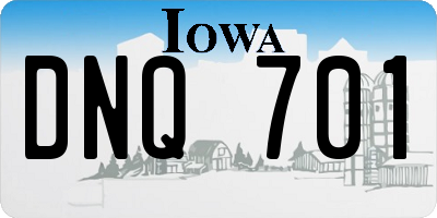 IA license plate DNQ701