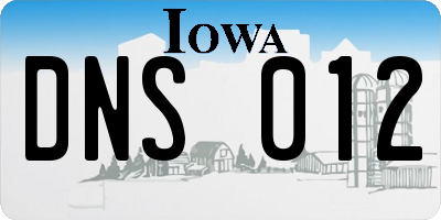 IA license plate DNS012