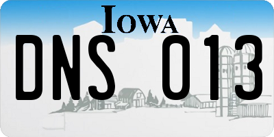 IA license plate DNS013