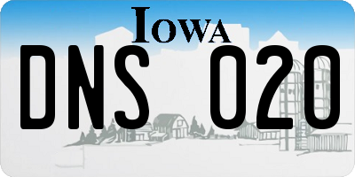 IA license plate DNS020