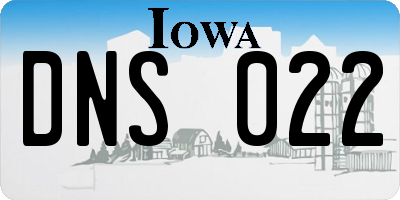 IA license plate DNS022