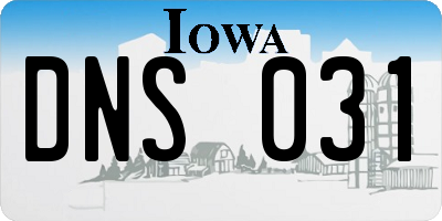 IA license plate DNS031