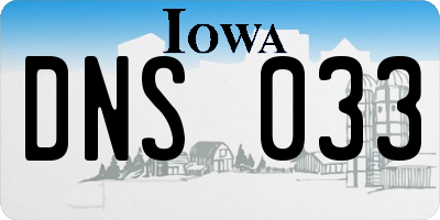 IA license plate DNS033