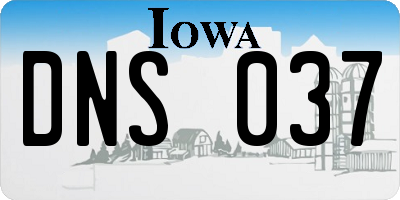 IA license plate DNS037