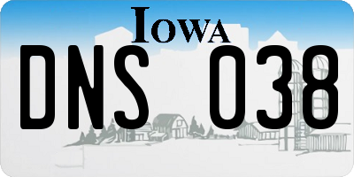 IA license plate DNS038