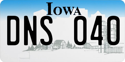 IA license plate DNS040