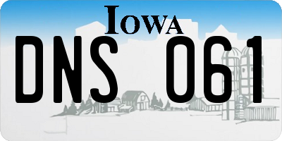 IA license plate DNS061