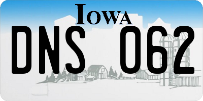 IA license plate DNS062
