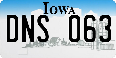 IA license plate DNS063